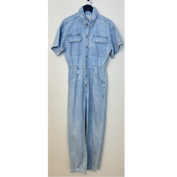 FREE PEOPLE Marci Denim Coverall in Wash Clear Skies - Picture 3 of 8